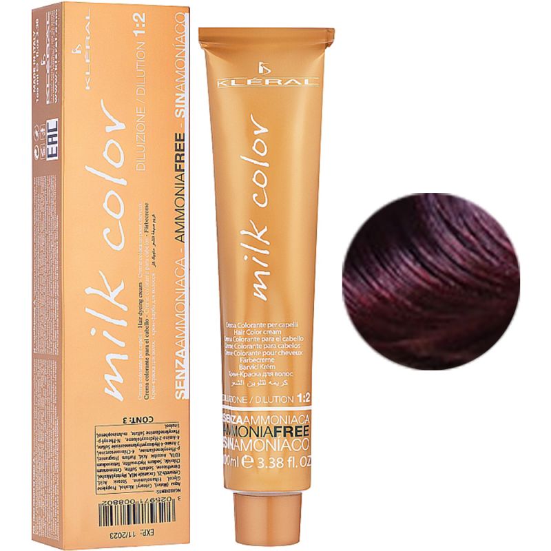 Безаммиачная крем-краска для волос Kleral System Milk Color 5.6 (светло-каштановый слива) 100 мл