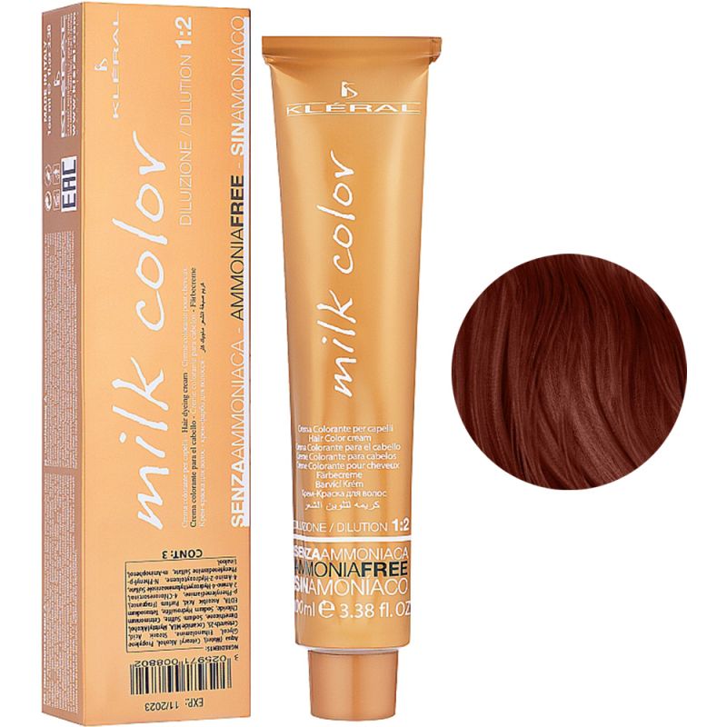 Безаммиачная крем-краска для волос Kleral System Milk Color 6.4 (темно-русый медный) 100 мл