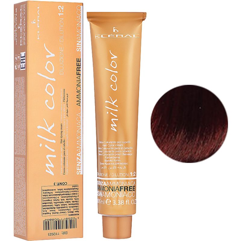 Безаміачна крем-фарба для волосся Kleral System Milk Color 6.66 (темно-русявий інтенсивний червоний) 100 мл