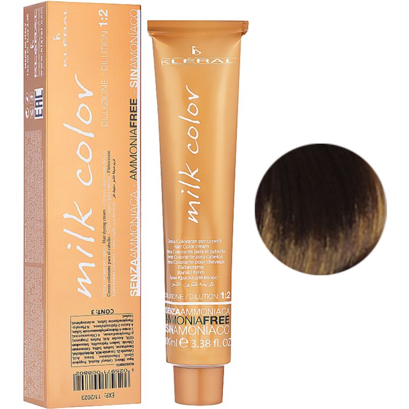 Безаммиачная крем-краска для волос Kleral System Milk Color 6.8 (ореховый темный блонд) 100 мл
