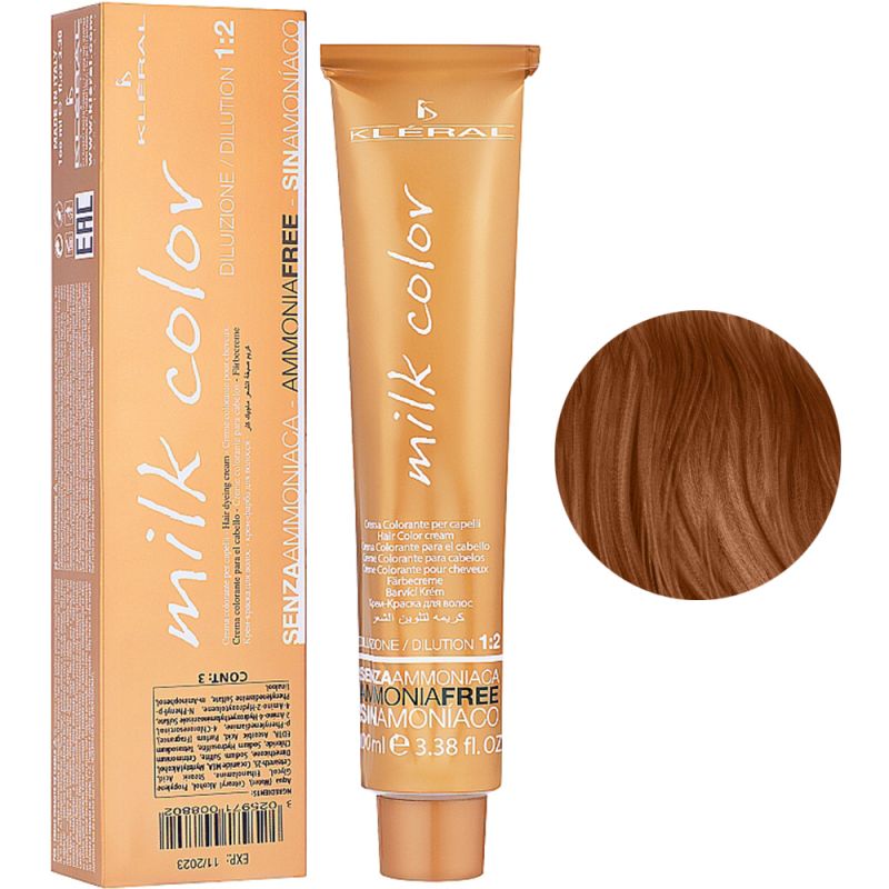 Безаміачна крем-фарба для волосся Kleral System Milk Color 7.3 (золото русявий) 100 мл