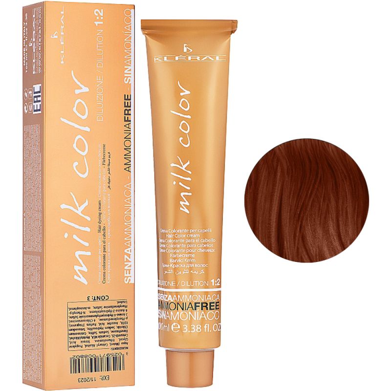 Безаммиачная крем-краска для волос Kleral System Milk Color 7.43 (русый золотисто-медный) 100 мл