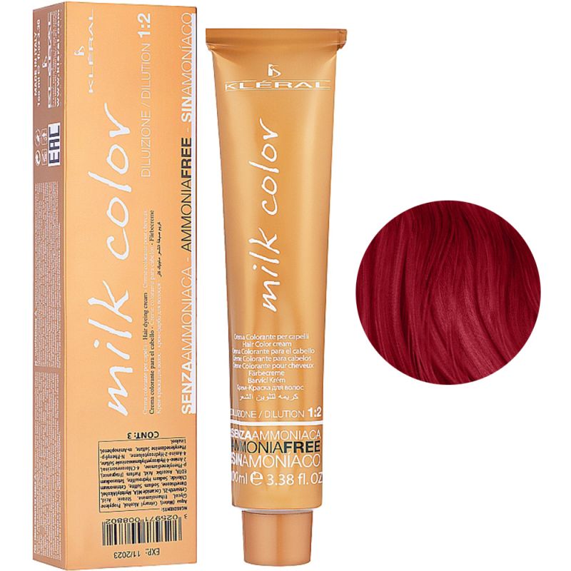 Безаміачна крем-фарба для волосся Kleral System Milk Color 7.66 (русявий червоний) 100 мл