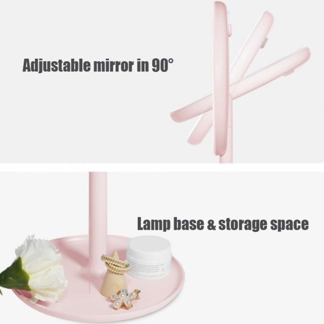 Зеркало для макияжа Xiaomi Doco Pro LED Mirror Pink M002P
