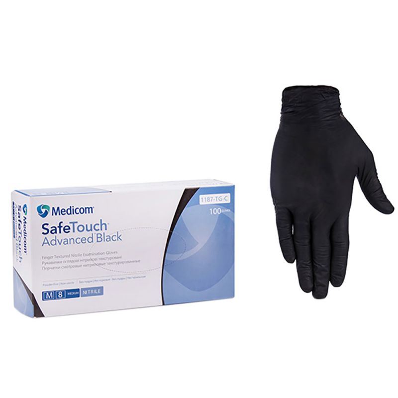 Перчатки нитриловые без пудры Medicom SafeTouch Advanced Black M