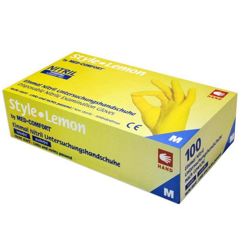 Перчатки нитриловые опудренные AMPri Style Lemon M 100 штук