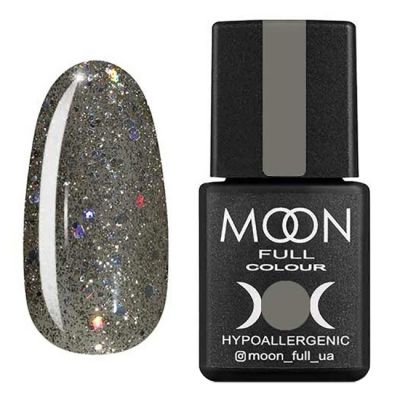 Гель-лак Moon Full №324 (сріблясто-оливковий з різнокольоровим глітером) 8 мл