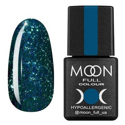 Гель-лак Moon Full Diamond №06 (ярко-зеленый с серебряным глиттером) 8 мл