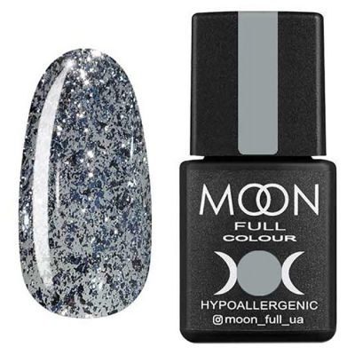 Гель-лак Moon Full Diamond №07 (біло-срібний з глітером) 8 мл