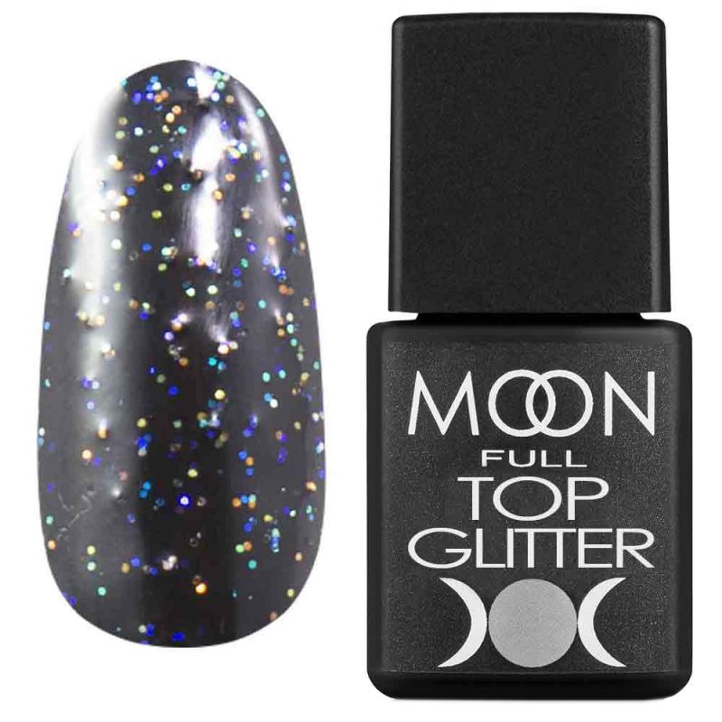 Топ для гель-лаку Moon Full Top Glitter №01 (з райдужним мікроблеском) 8 мл
