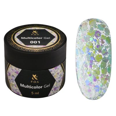 Гель-лак F.O.X Multicolor Gel №001 (с фиолетовыми и бирюзовыми блестками) 5 мл