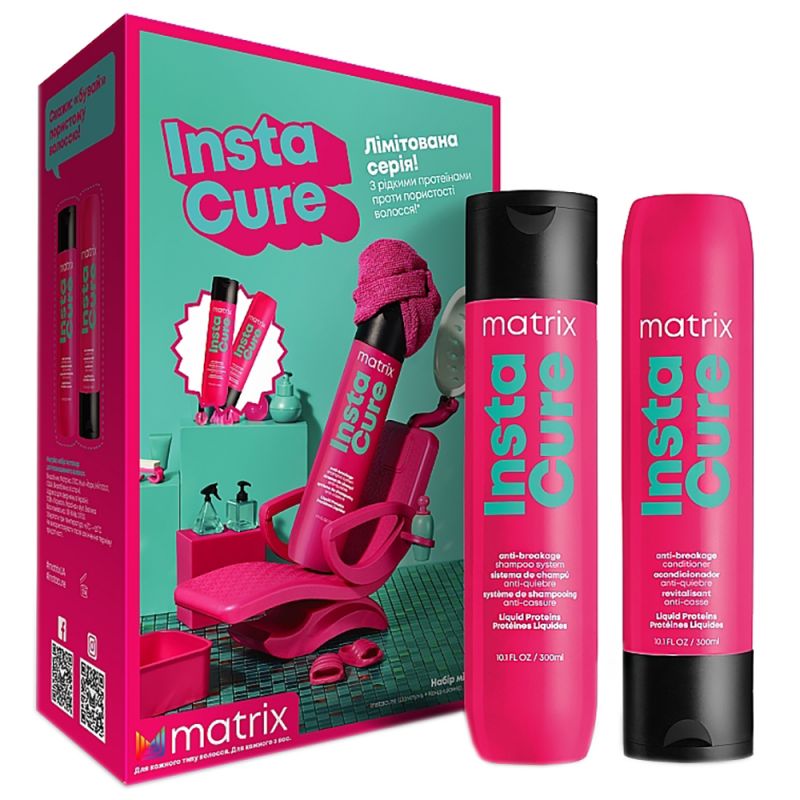 Набор для поврежденных волос Matrix Total Results Insta Cure (шампунь 300 мл, кондиционер 300 мл)