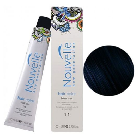 Крем-фарба для волосся Nouvelle Hair Color 1.10 (синьо-чорний) 100 мл