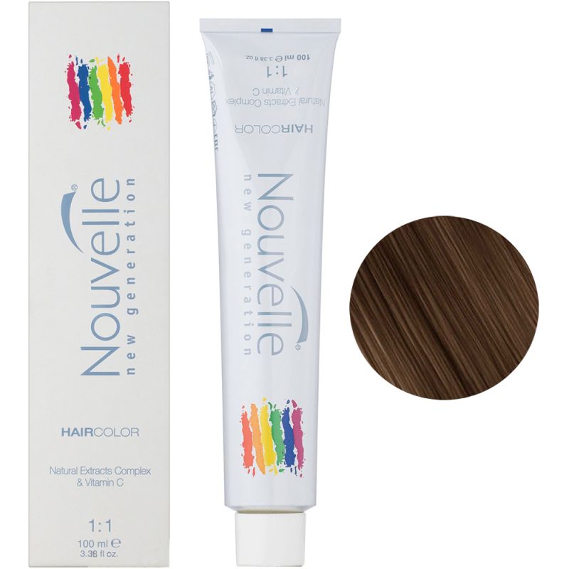 Крем-фарба для волосся Nouvelle Hair Color 6.0 (насичений темно-русявий) 100 мл