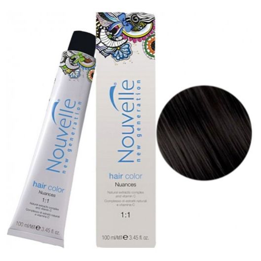 Крем-фарба для волосся Nouvelle Hair Color 6.71 (насичений чорний) 100 мл