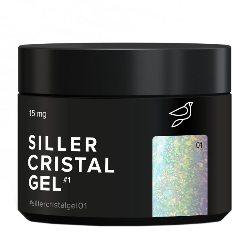 Гель для наращивания Siller Crystal Gel №01 (с крупными переливающимися блестками) 15 мл