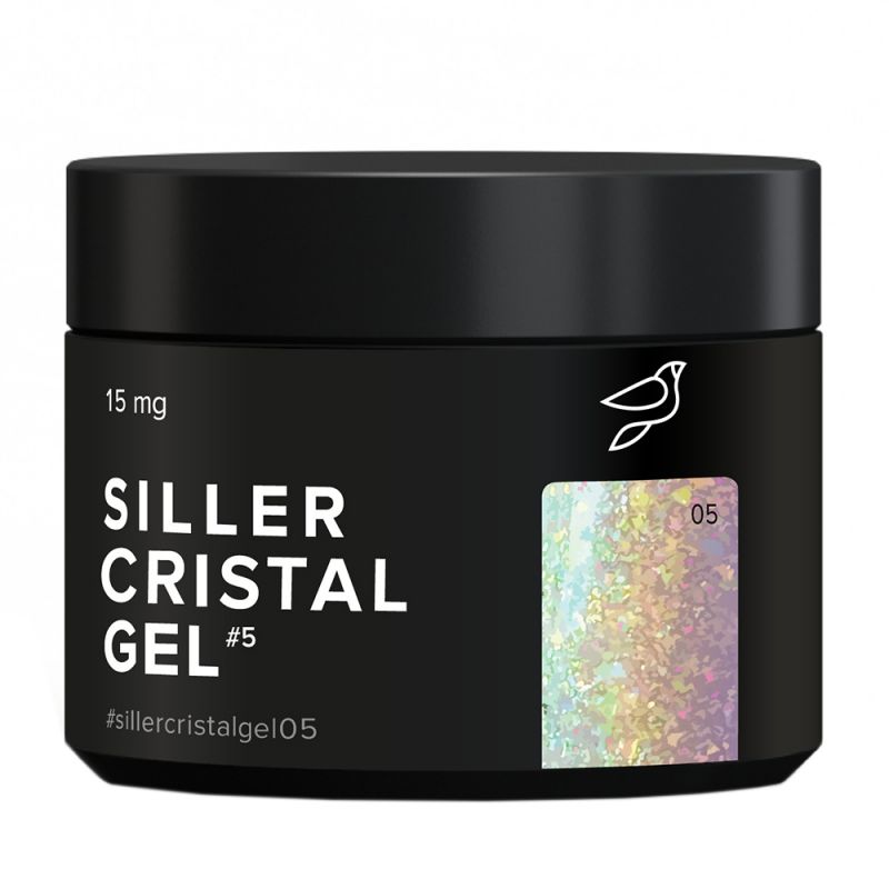 Гель для наращивания Siller Crystal Gel №05 (с серебряными переливающимися блестками) 15 мл