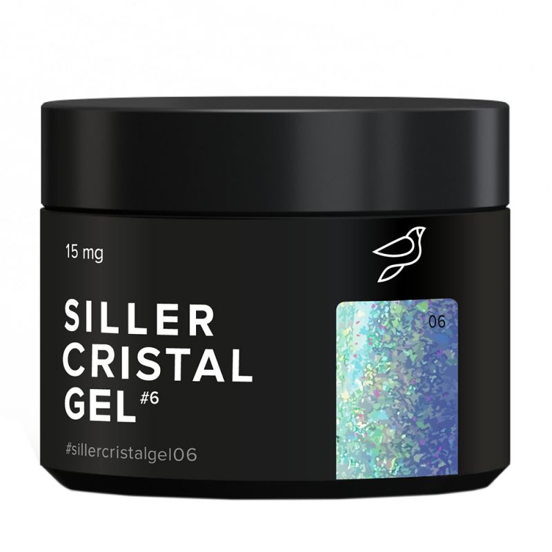 Гель для наращивания Siller Crystal Gel №06 (с цветными переливающимися блестками) 15 мл