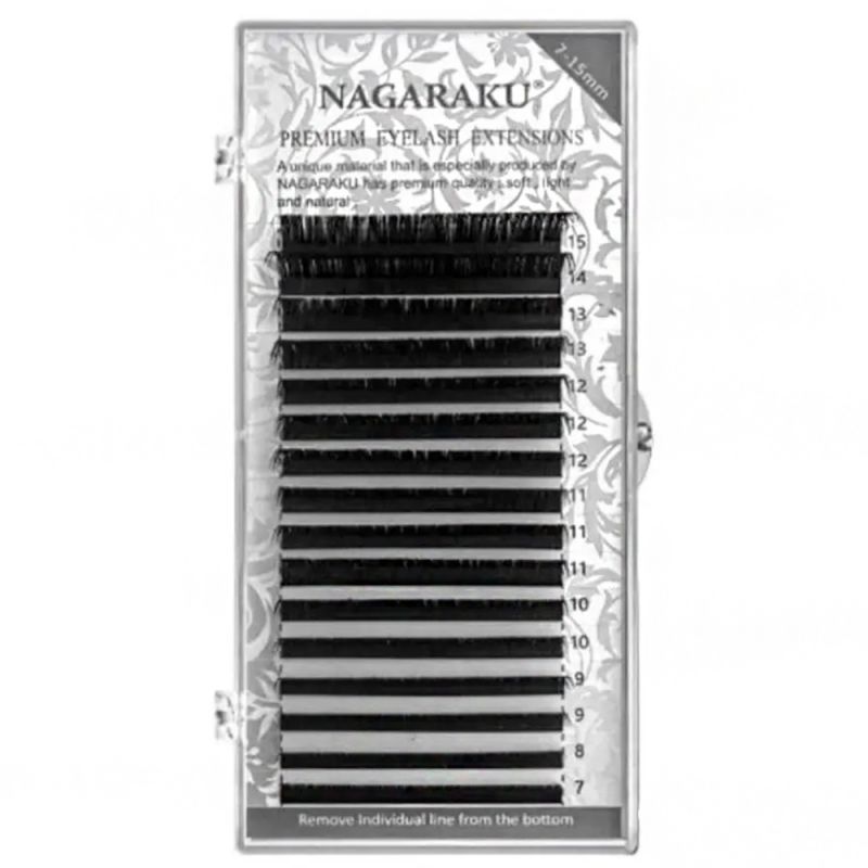 Вії для нарощування Nagaraku Mix вигин CC 0.10 (чорний, 16 рядів, 7-15 мм)