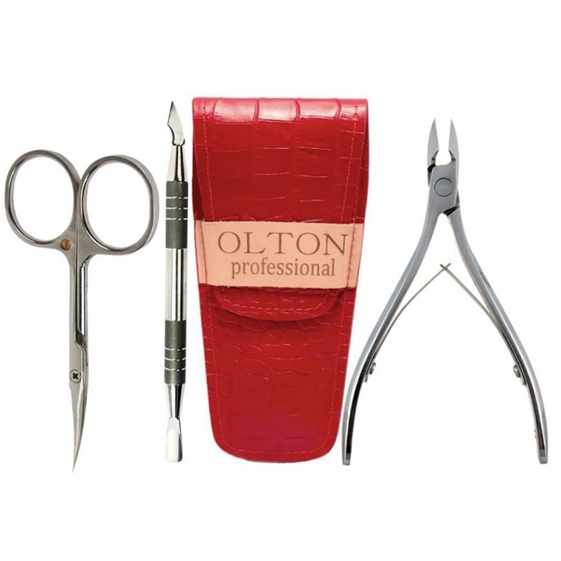 Маникюрный набор Olton (3 предмета, накожницы М + лопатка + ножницы для кутикулы)