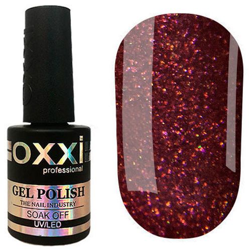 Гель-лак Oxxi №085 (красно-коричневый с розовым микроблеском) 10 мл