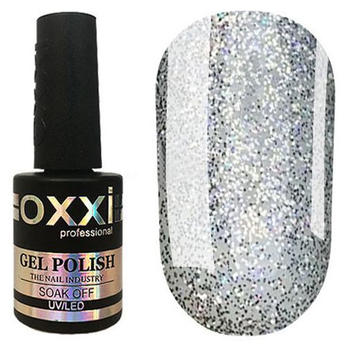 Гель-лак Oxxi Opal №02 (серебряный с разноцветными блестками) 10 мл