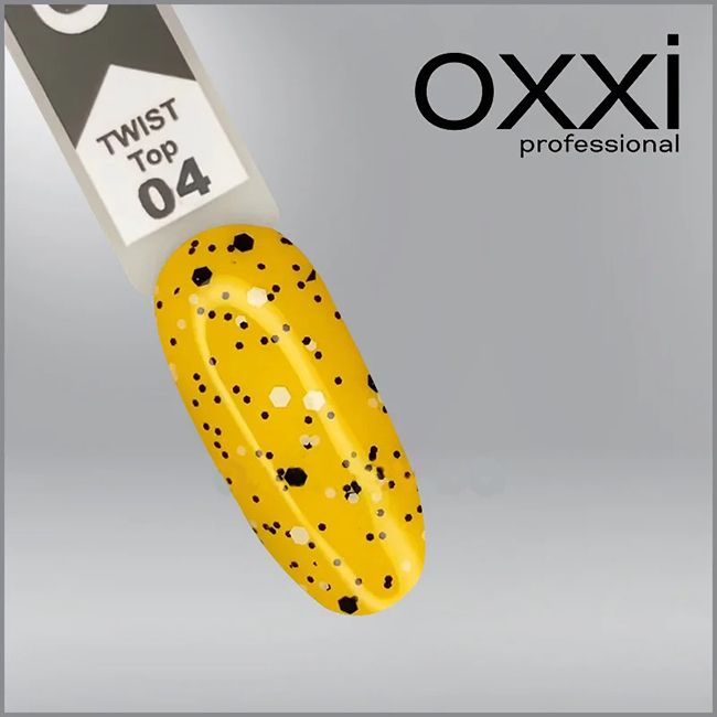 Топ для гель-лака Oxxi Twist Top №004 (с черными и белыми хлопьями) 10 мл