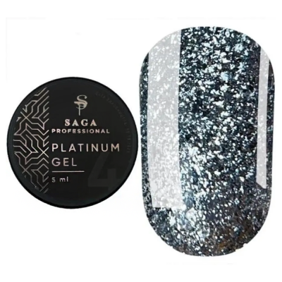 Гель-фарба Saga Platinum Paint Gel №04 (темний срібний з блискітками) 5 мл