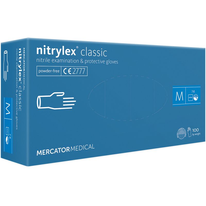 Перчатки нитриловые без пудры Mercator Medical Nitrylex Classic Violet M 100 штук