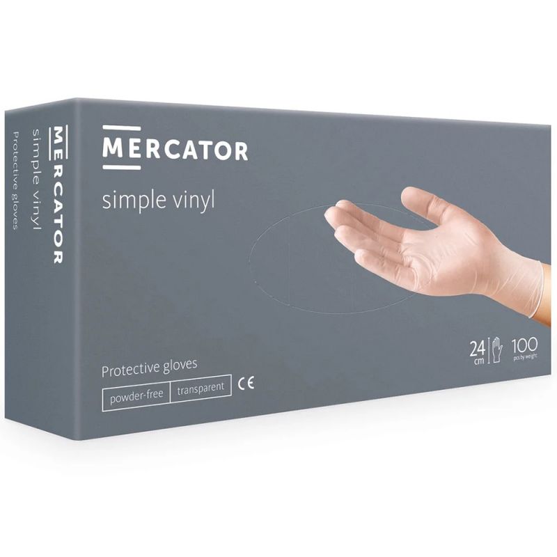 Рукавички вінілові без пудри Mercator Medical Simpli Vinil S (прозорі) 100 штук