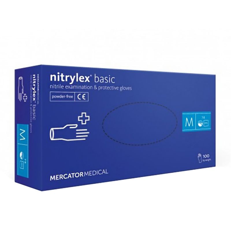 Перчатки нитриловые без пудры Mercator Medical Nitrylex Basic Blue M (темно-синие) 100 штук