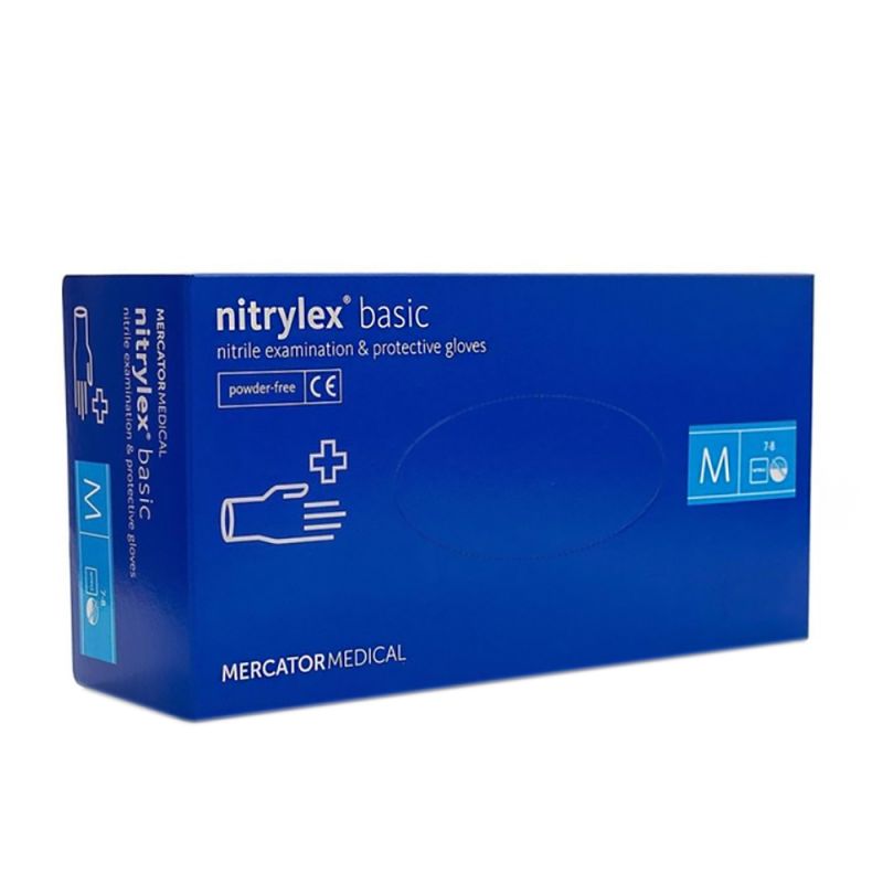 Рукавички нітрилові  без пудри Mercator Medical Nitrylex Basic M (сині) 100 штук