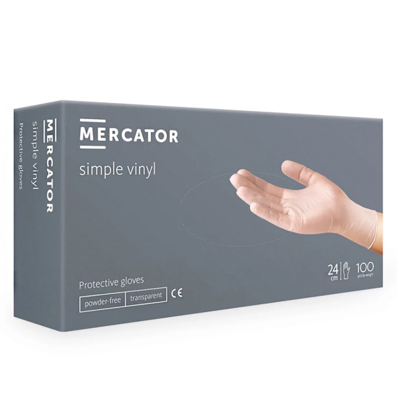 Перчатки виниловые без пудры Mercator Medical Simple Vinyl M (прозрачные) 100 штук
