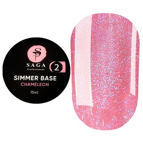 Камуфлююча база Saga Shimmer Base Chameleon №2 (рожевий із шимером) 15 мл
