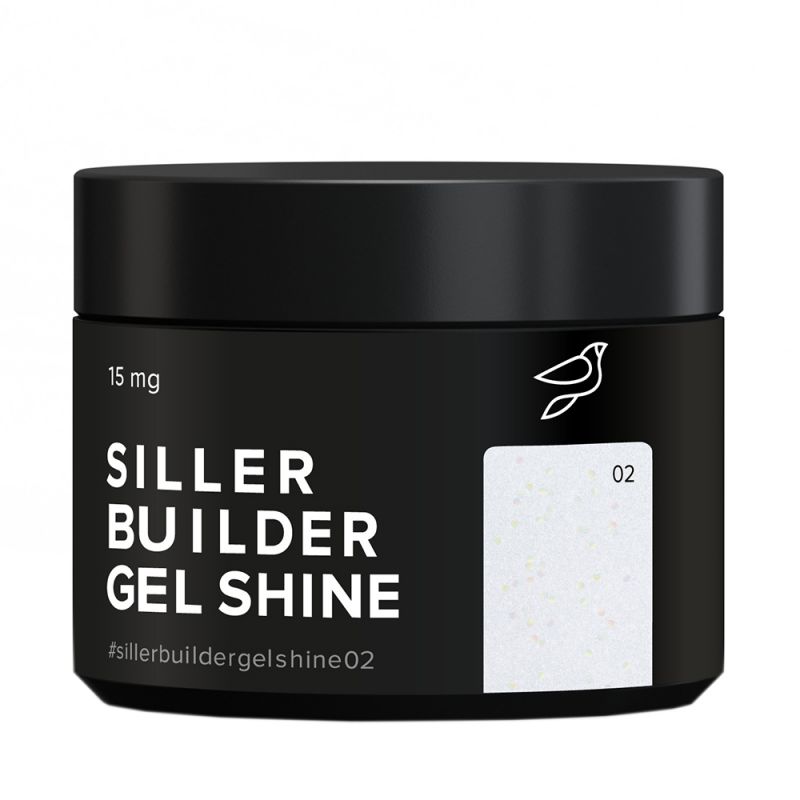 Камуфлюючий гель для моделювання Siller Builder Gel Shine №02 (молочний з блискітками) 15 мл