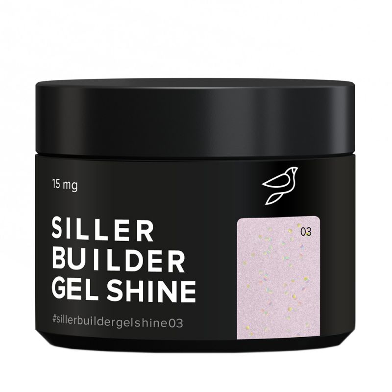 Камуфлирующий гель для моделирования Siller Builder Gel Shine №03 (розово-бежевый с блестками) 15 мл