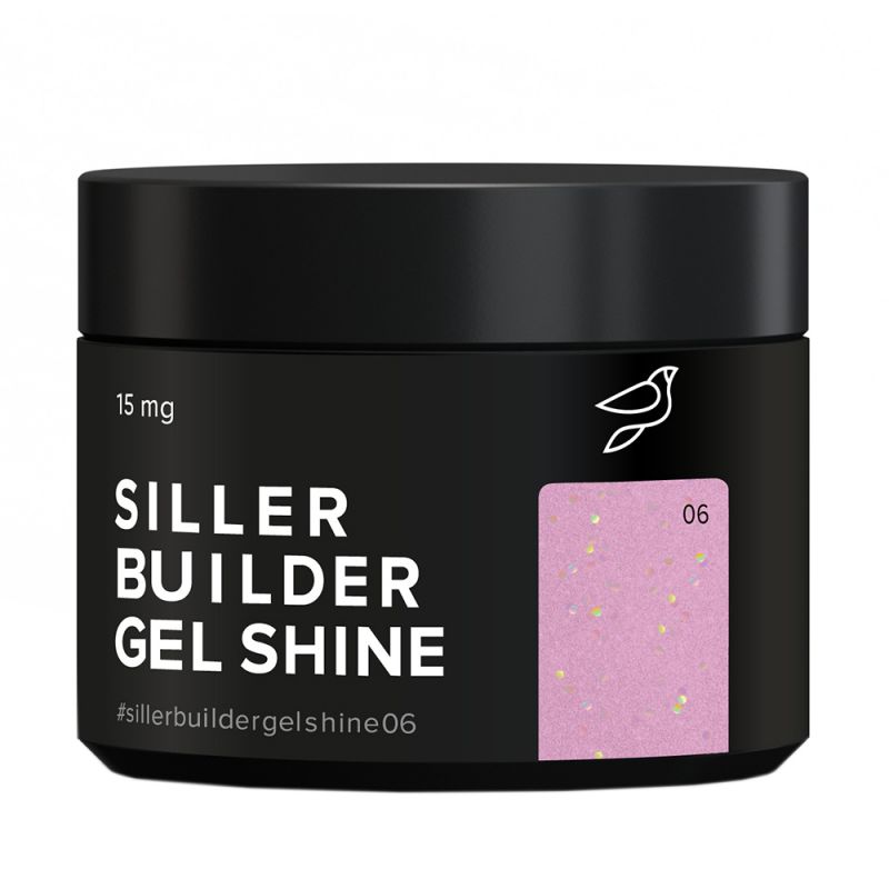 Камуфлирующий гель для моделирования Siller Builder Gel Shine №06 (розовый с блестками) 15 мл