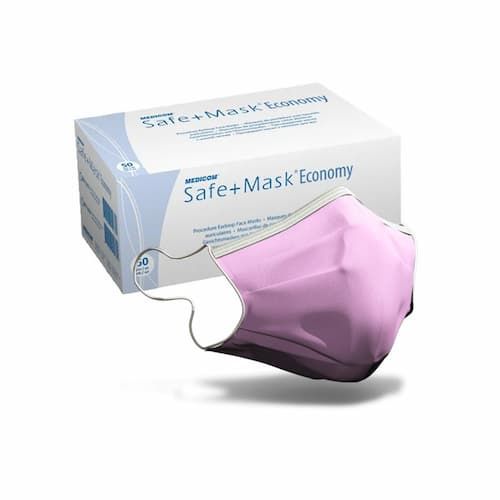 Маска захисна Medicom Safe + Mask Economy (нетканий матеріал, рожевий) 50 штук