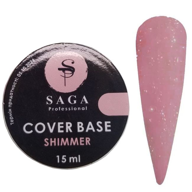 Камуфлююча база Saga Cover Base Shimmer №4 (рожевий персик з шимером) 15 мл