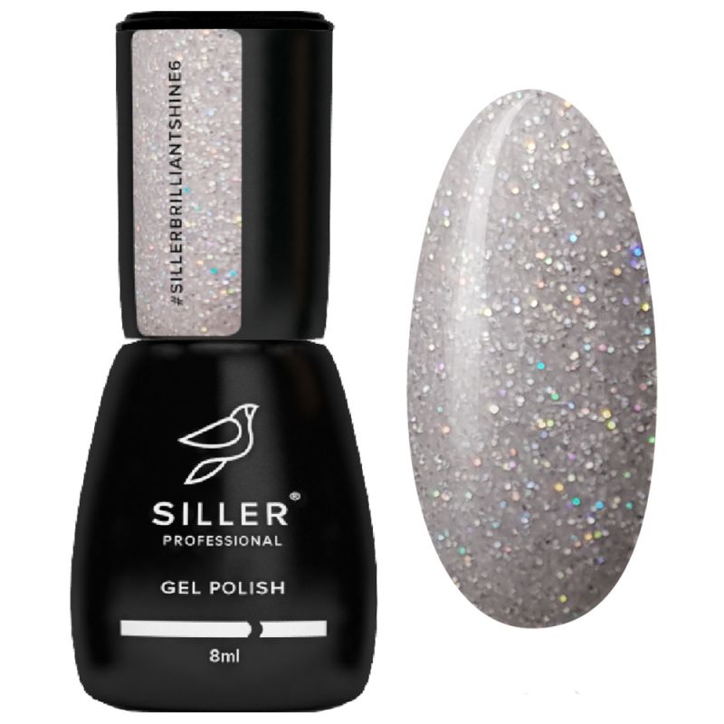 Гель-лак Siller Brilliant Shine №006 (серебро с блестками) 8 мл