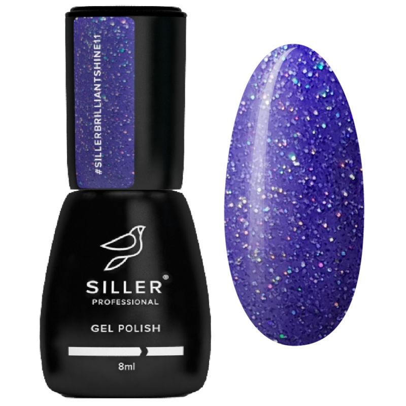 Гель-лак Siller Brilliant Shine №11 (фіолетовий з блискітками) 8 мл