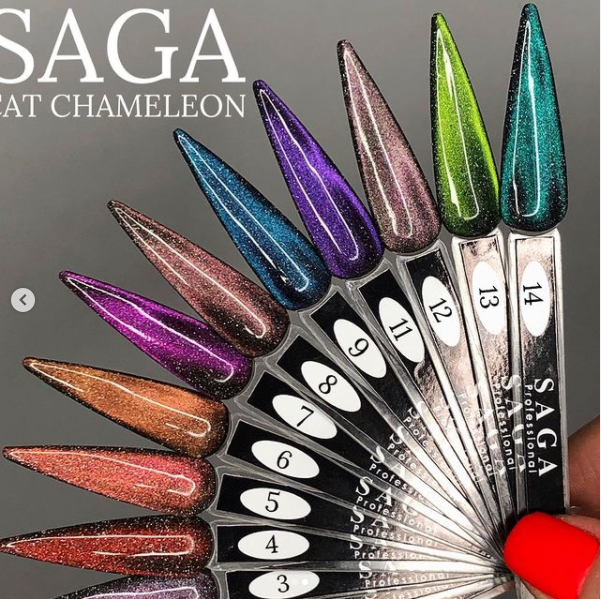 Гель-лак Saga Cat Chameleon №11 (яркий фиолетовый, светоотражающий, кошачий глаз) 8 мл