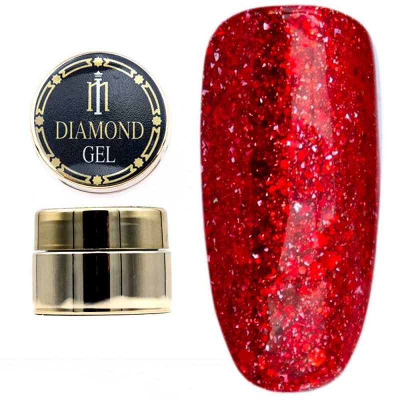 Глітерний гель Milano Diamond Gel №001 (червоний) 8 мл