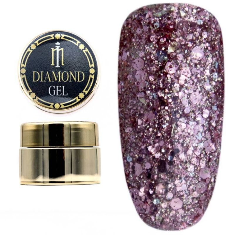 Глитерный гель Milano Diamond Gel №005 (лилово-розовый) 8 мл