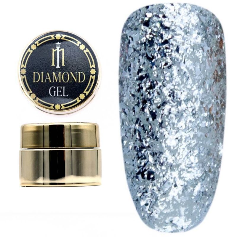 Глитерный гель Milano Diamond Gel №006 (серебряный) 8 мл