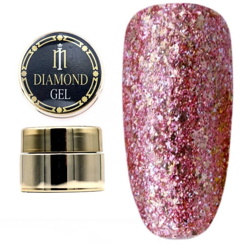Глитерный гель Milano Diamond Gel №011 (розово-персиковый) 8 мл