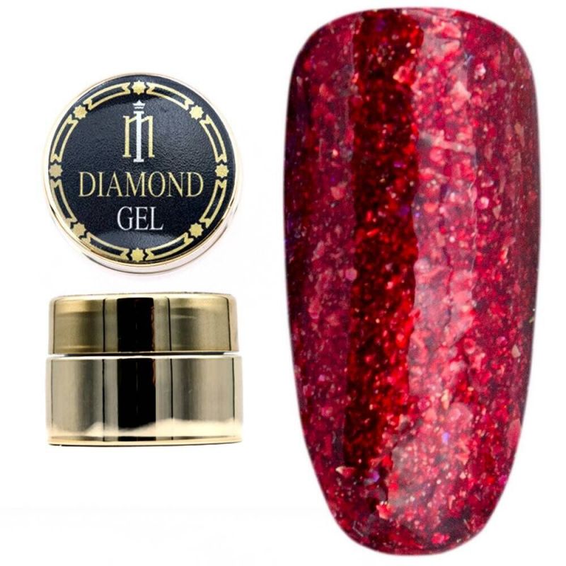 Глитерный гель Milano Diamond Gel №032 (темно-красный) 8 мл