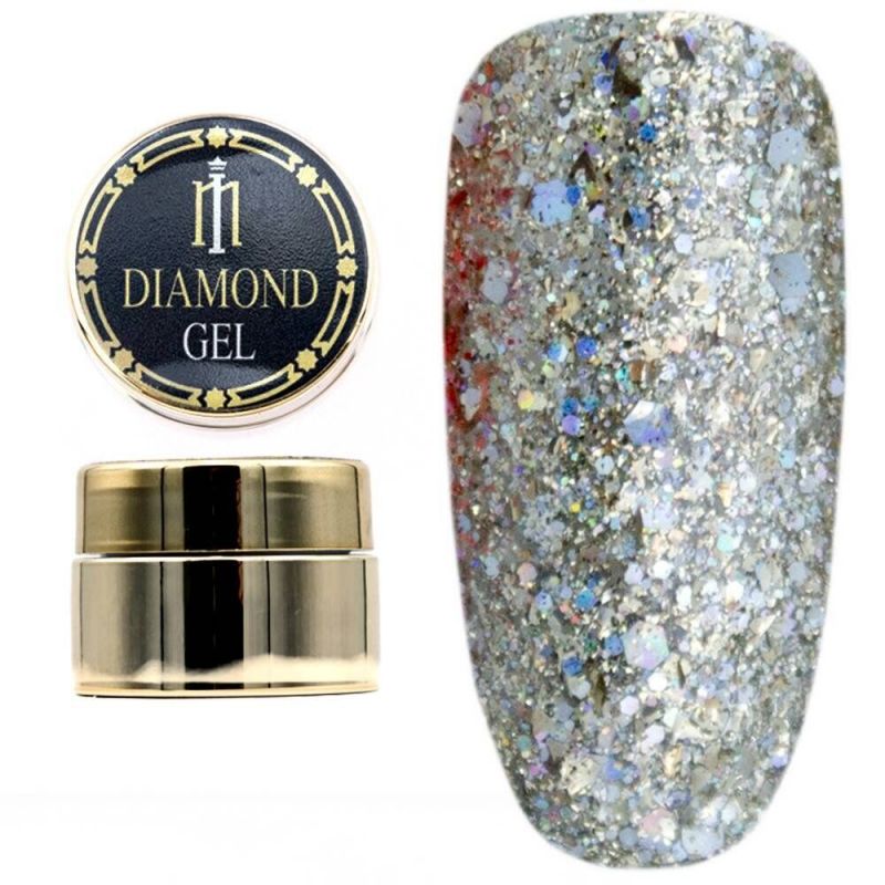 Глитерный гель Milano Diamond Gel №002 (песочно-серебяный) 8 мл