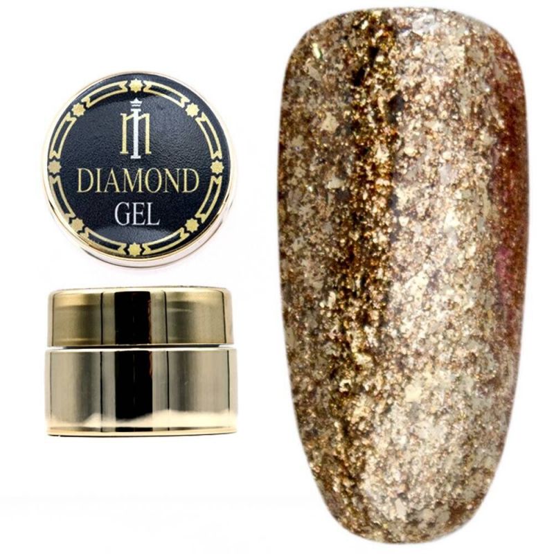 Глитерный гель Milano Diamond Gel №017 (золотой) 8 мл