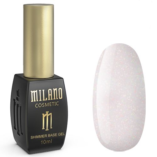 База для гель-лаку Milano Cover Rubber Base Gel Shimmer №26 (ніжно-молочний з мікроблеском) 10 мл